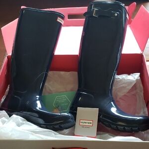 Hunter Women's Shiny Black Rain Boots